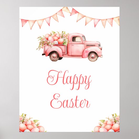 Poster Pink Truck Easter Egg Hunt (Devant)