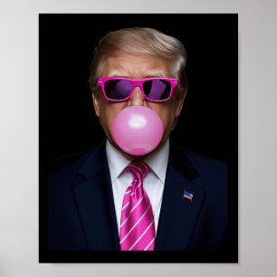 Poster Pink Trump Bubble Gum 2024 Vote Président Funny Cu