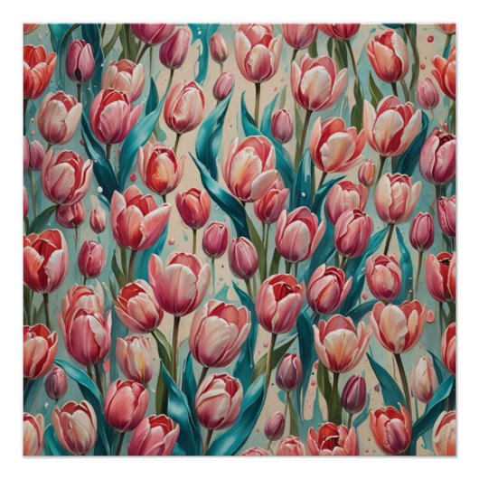 Poster pink tulips (Devant)