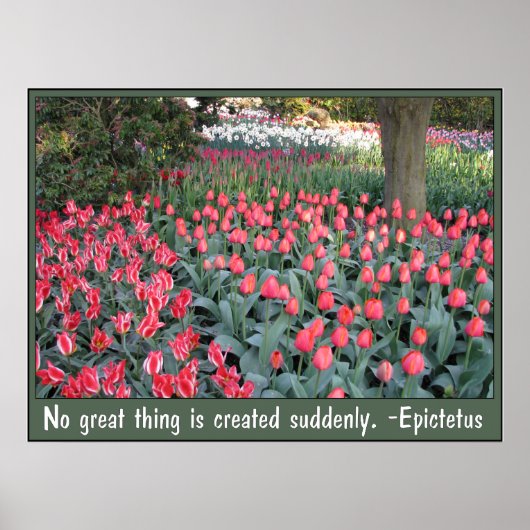 Poster Pink Tulips Epictetus Quote (Devant)