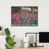 Poster Pink Tulips Epictetus Quote (Bureau à domicile)