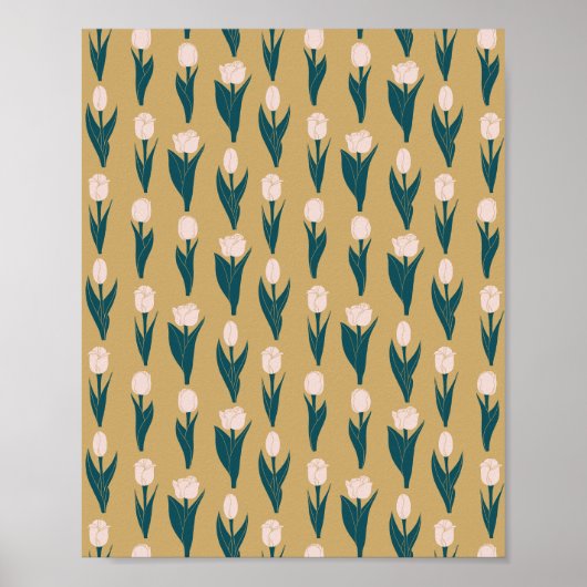Poster Pink Tulips Garden (Devant)