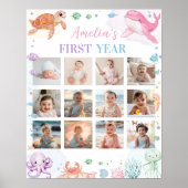 Poster Pink Under the Sea Anniversaire Photo Jalon Signal (Devant)