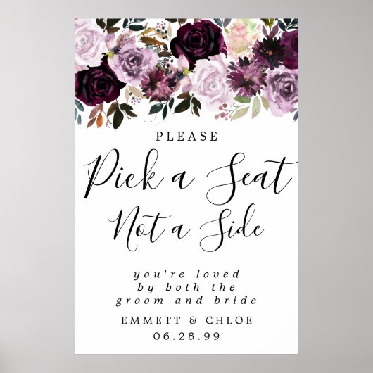 Poster Pink Violet Choisir Un Siège Pas Un Mariage Côté S (Devant)