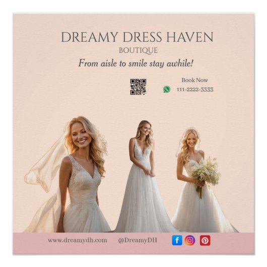 Poster Pink Wedding Elegant Brides Love Romance Bride-to- (Devant)