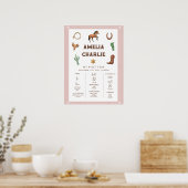 Poster Pink Western Première année Premier anniversaire J (Cuisine)