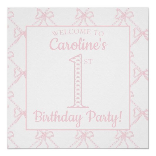 Poster Pink & White Bow, grand-millénaire Anniversaire (Devant)