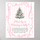 Poster Pink Winter Baby Shower How Big is Mommy's Belly (Devant)