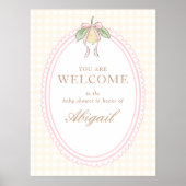 Poster Pink & Yellow Lemon Bow Baby Shower Welcome Sign (Devant)