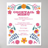 Poster Pink Yellow Mexican Fiesta Bar Menu Sign (Devant)