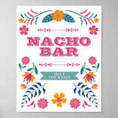 Poster Pink Yellow Mexican Fiesta Nacho Bar Sign (Devant)