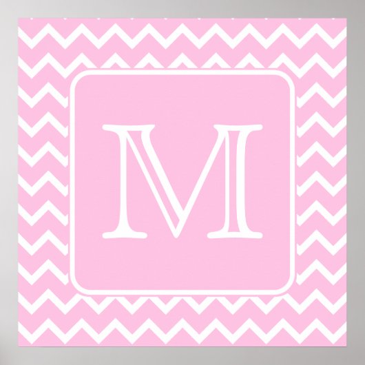 Poster Pink Zigzag, Custom Monogram. (Devant)