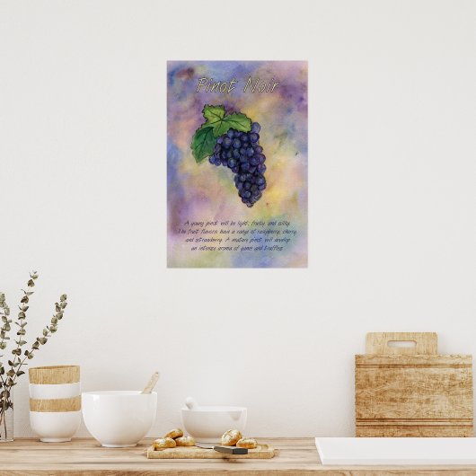 Poster Pinot Noir Rouge Vins Grappes Art Imprimer (Cuisine)