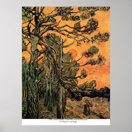 Poster Pins au coucher du soleil par Vincent van Gogh (Devant)