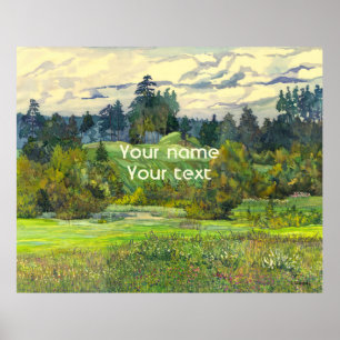 Poster Pins peint aquarelle sur soie