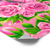 Poster Pinson rose et roses (Coin)