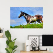 Poster Pinto Paint & Clouds Ranch Horse w Poem Photo (Bureau à domicile)