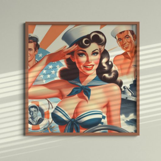 Poster Pinup à voile mignonne