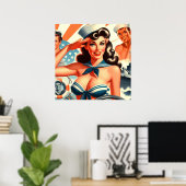 Poster Pinup à voile mignonne (Bureau à domicile)