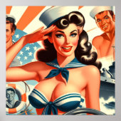 Poster Pinup à voile mignonne (Devant)