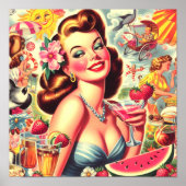 Poster Pinup Cute Kitsch Retro (Devant)