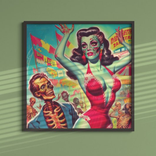 Poster Pinup d'horreur Zombie