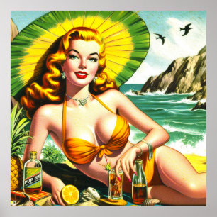 Poster Pinup Tropical vintage