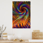 Poster "Pinwheel Dreams" - Abstrait Spiral Fractal Art (Cuisine)