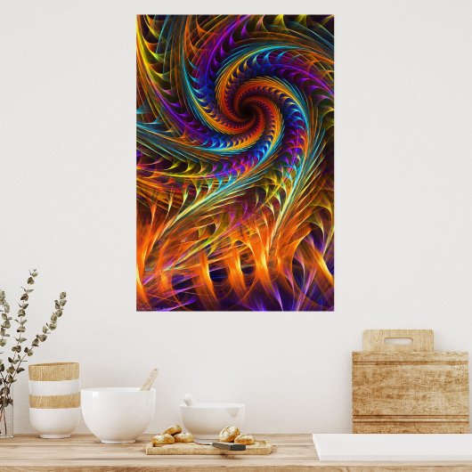 Poster "Pinwheel Dreams" - Abstrait Spiral Fractal Art (Cuisine)