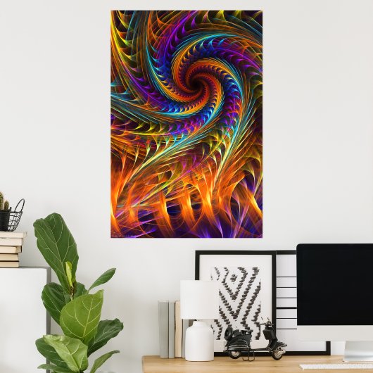 Poster "Pinwheel Dreams" - Abstrait Spiral Fractal Art (Bureau à domicile)