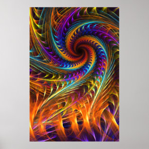 Poster "Pinwheel Dreams" - Abstrait Spiral Fractal Art