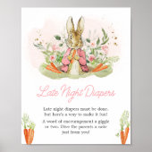 Poster Pipe rose Baby shower Rabbit Diapos de nuit tardif (Devant)