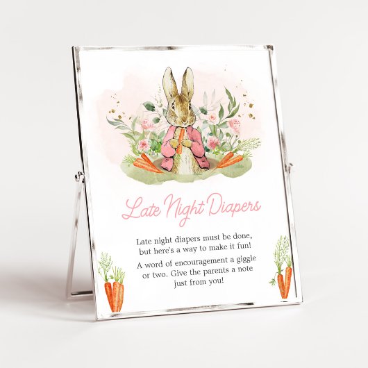 Poster Pipe rose Baby shower Rabbit Diapos de nuit tardif