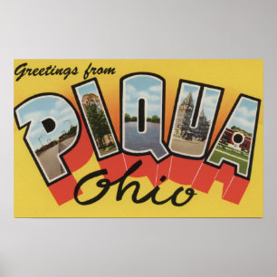 Poster Piqua, lettre ScenesPiqua, OH d'OhioLarge