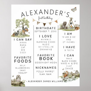 Poster Pique-nique de Woodland   Forêt 1er anniversaire J