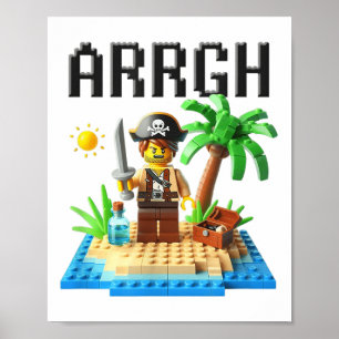 Poster Pirate Argh Blocs de construction briques Maître B