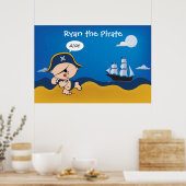Poster Pirate avec décor de bateau pour une chambre d'enf (Cuisine)