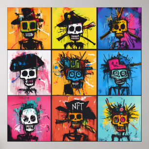 Poster Pirate de graffiti et personnages NFT Bold quadril