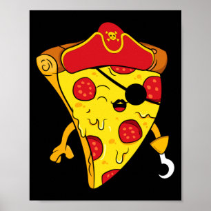 Poster pirate de la mer des Caraïbes garçon pizza