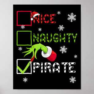 Poster Pirate de Noël drôle vilain Hommes Femmes Enfant
