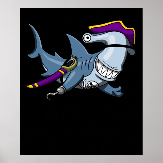 Poster Pirate de requin-marteau Océan (Devant)