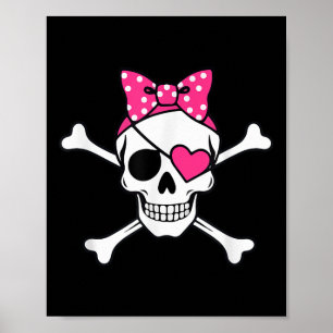 Poster Pirate Girl Skull Coeur tenue Toddler Valentine P