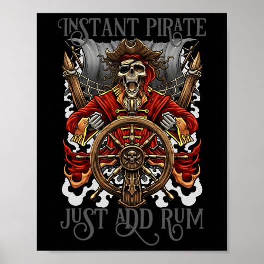 Poster Pirate Instantané Ajouter Juste Rum Halloween Crui (Devant)