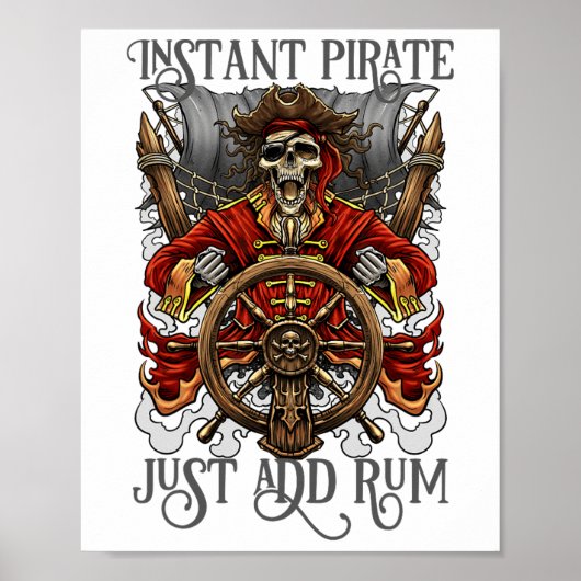 Poster Pirate Instantané Ajouter Juste Rum Halloween Crui (Devant)