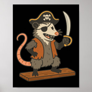 Poster Pirate Opossum Drôle Costume Halloween Possum Love