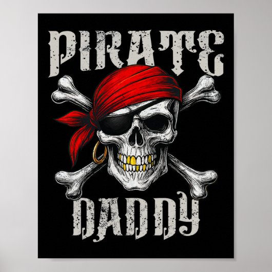 Poster Pirate Papa Jolly roger Drapeau Et Crossbones Crân (Devant)