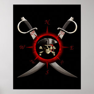 Poster Pirate Rose Compass