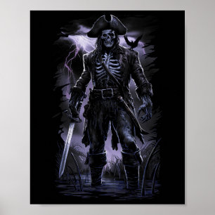 Poster Pirate Skeleton Ghost Ship Halloween Costume Party