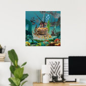 POSTER PIRATE SKELETTE DANS UN BARREAU (Bureau à domicile)