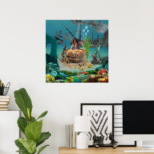 POSTER PIRATE SKELETTE DANS UN BARREAU (Bureau à domicile)